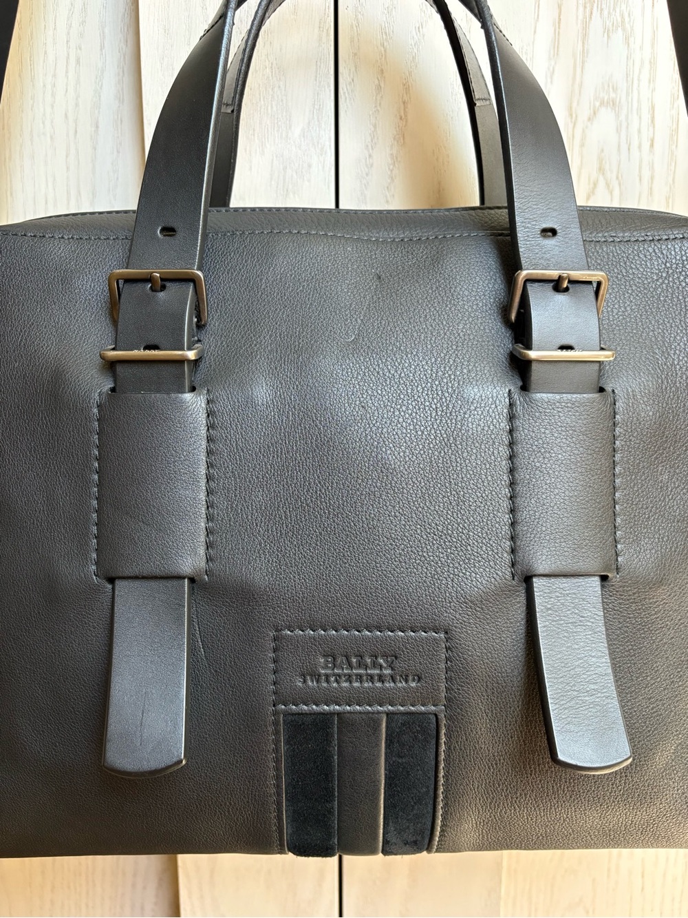 Bally Switzerland Black Leather Briefcase Messenger Bag Medium Detachable Strap - Picture 13 of 15